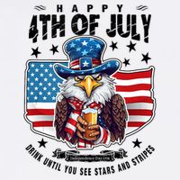 Happy 4th Of July Stars Stripes Usa Bald Eagle Beer Drinking Cooling Performance Crew T-Shirt