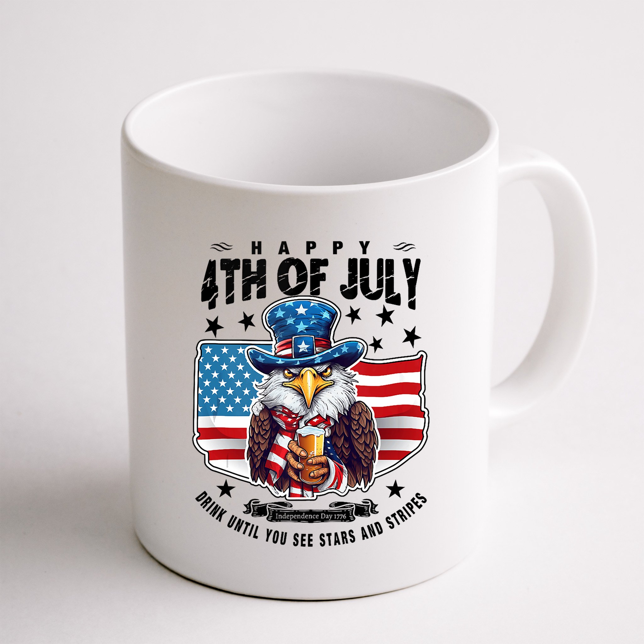 Happy 4th Of July Stars Stripes Usa Bald Eagle Beer Drinking Mug