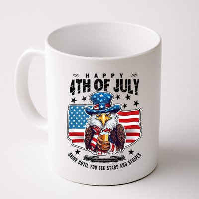 Happy 4th Of July Stars Stripes Usa Bald Eagle Beer Drinking Mug
