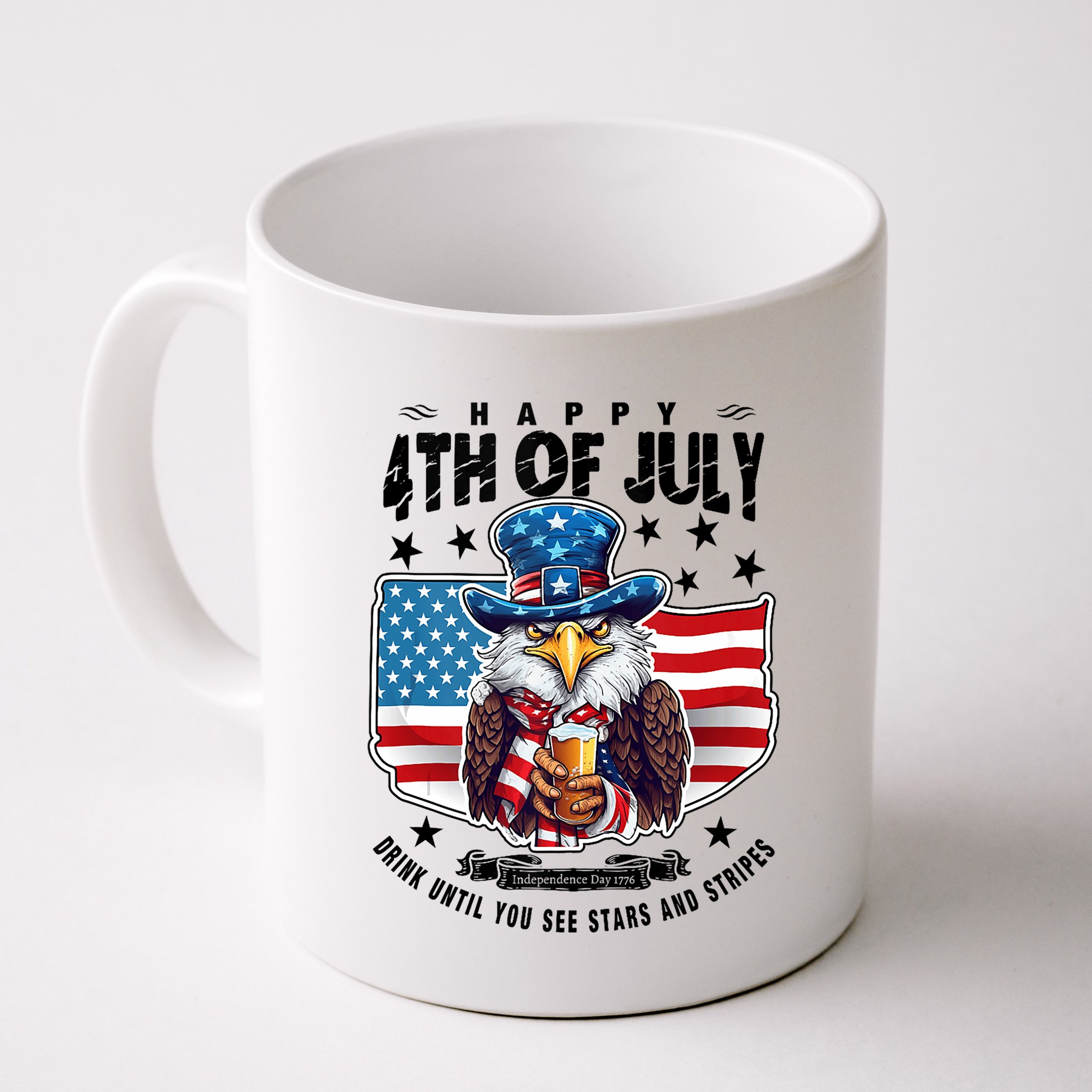 Happy 4th Of July Stars Stripes Usa Bald Eagle Beer Drinking Mug