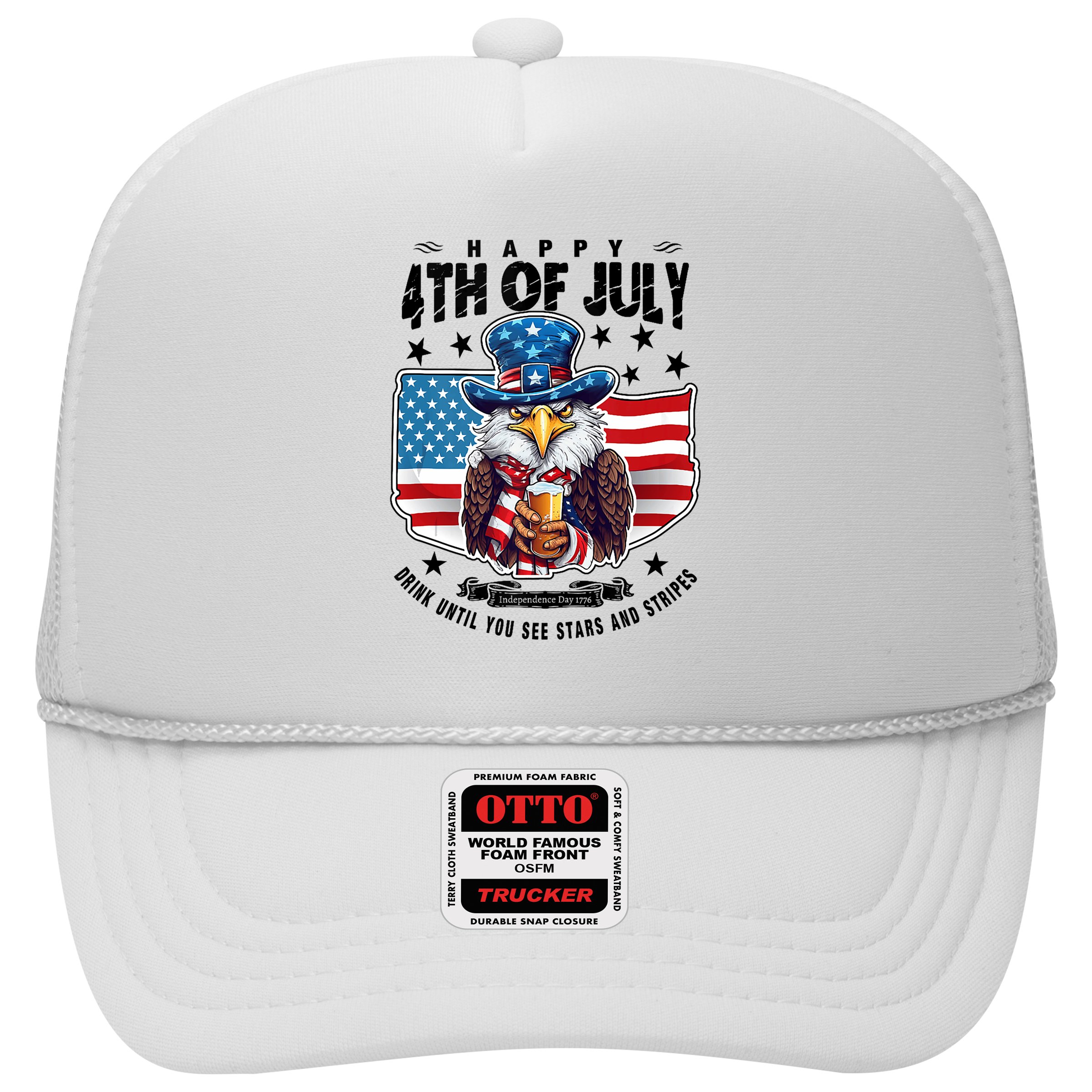 Happy 4th Of July Stars Stripes Usa Bald Eagle Beer Drinking Hat