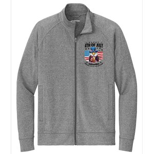 Happy 4th Of July Stars Stripes Usa Bald Eagle Beer Drinking Stretch Full-Zip Cadet Jacket