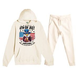 Happy 4th Of July Stars Stripes Usa Bald Eagle Beer Drinking Premium Hooded Sweatsuit Set