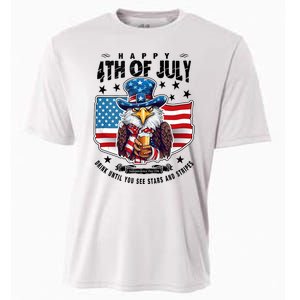 Happy 4th Of July Stars Stripes Usa Bald Eagle Beer Drinking Cooling Performance Crew T-Shirt