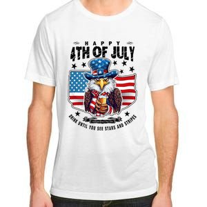 Happy 4th Of July Stars Stripes Usa Bald Eagle Beer Drinking Adult ChromaSoft Performance T-Shirt