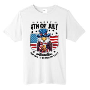 Happy 4th Of July Stars Stripes Usa Bald Eagle Beer Drinking Tall Fusion ChromaSoft Performance T-Shirt