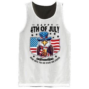 Happy 4th Of July Stars Stripes Usa Bald Eagle Beer Drinking Mesh Reversible Basketball Jersey Tank