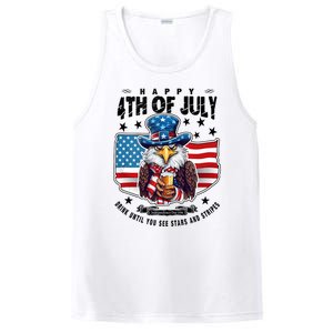 Happy 4th Of July Stars Stripes Usa Bald Eagle Beer Drinking PosiCharge Competitor Tank