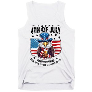 Happy 4th Of July Stars Stripes Usa Bald Eagle Beer Drinking Tank Top