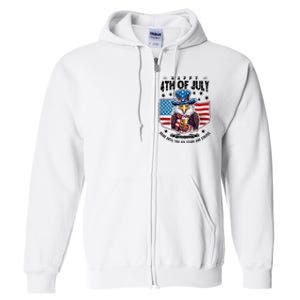 Happy 4th Of July Stars Stripes Usa Bald Eagle Beer Drinking Full Zip Hoodie