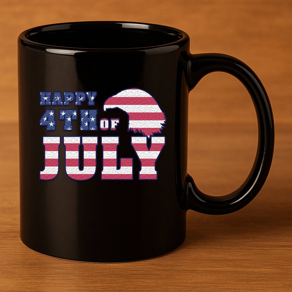 Happy 4th Of July Eagle American 11oz C Handle Ceramic Mug