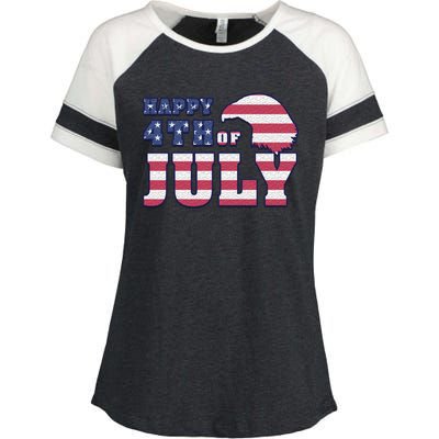 Happy 4th Of July Eagle American Enza Ladies Jersey Colorblock Tee