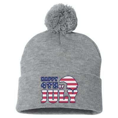 Happy 4th Of July Eagle American Pom Pom 12in Knit Beanie