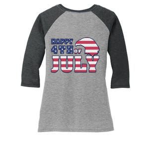 Happy 4th Of July Eagle American Women's Tri-Blend 3/4-Sleeve Raglan Shirt