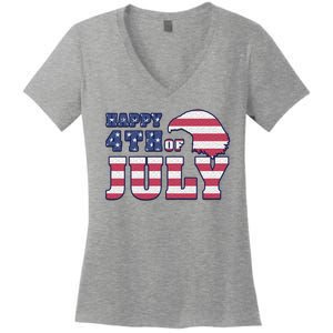 Happy 4th Of July Eagle American Women's V-Neck T-Shirt