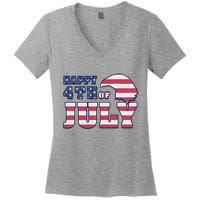 Happy 4th Of July Eagle American Women's V-Neck T-Shirt