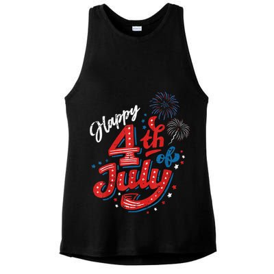 Happy 4th Of July Cool Independence Day Patriotic American Ladies PosiCharge Tri-Blend Wicking Tank