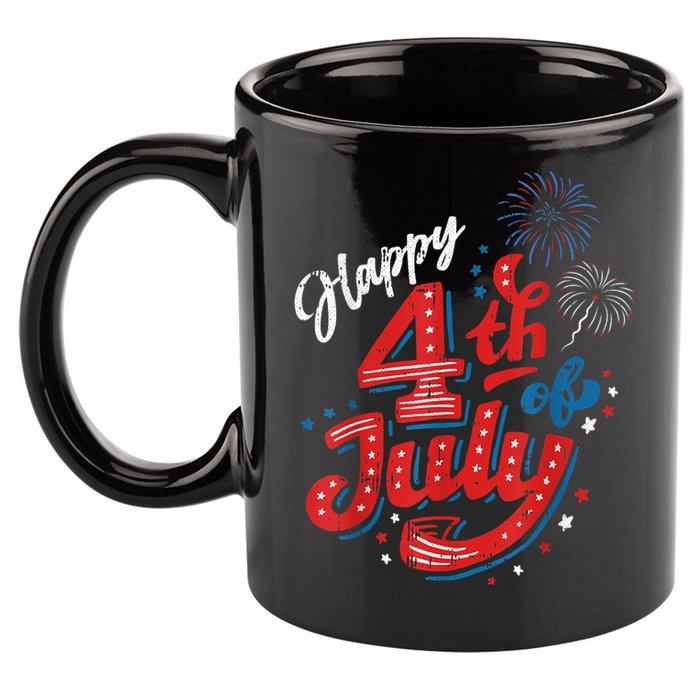 Happy 4th Of July Cool Independence Day Patriotic American 11oz C Handle Ceramic Mug