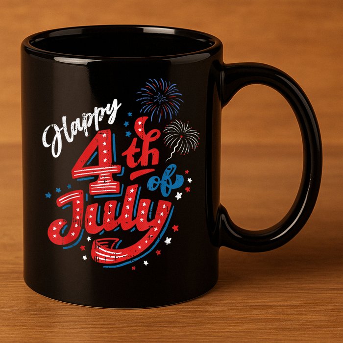 Happy 4th Of July Cool Independence Day Patriotic American 11oz C Handle Ceramic Mug