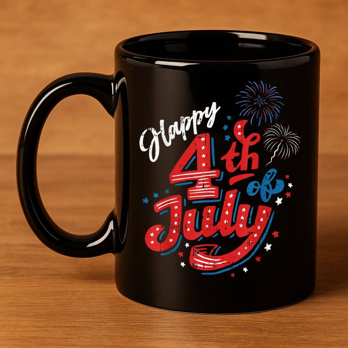 Happy 4th Of July Cool Independence Day Patriotic American 11oz C Handle Ceramic Mug