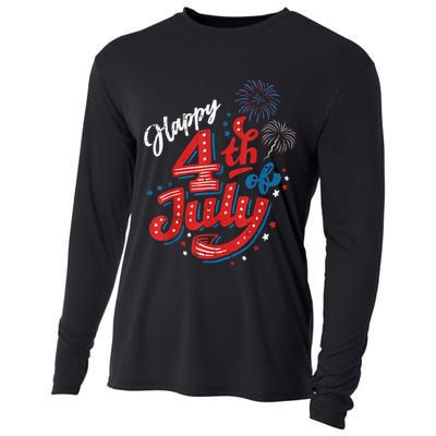Happy 4th Of July Cool Independence Day Patriotic American Cooling Performance Long Sleeve Crew