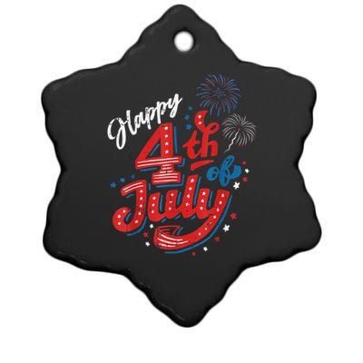 Happy 4th Of July Cool Independence Day Patriotic American Ceramic Star Ornament