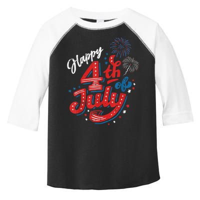 Happy 4th Of July Cool Independence Day Patriotic American Toddler Fine Jersey T-Shirt