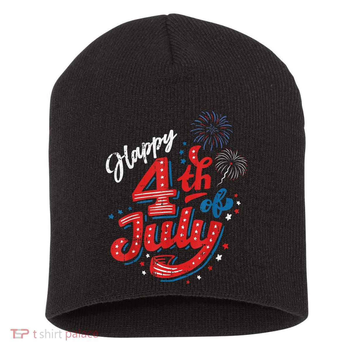 Happy 4th Of July Cool Independence Day Patriotic American Short Acrylic Beanie