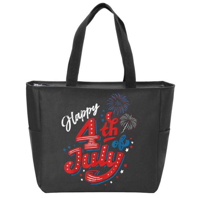 Happy 4th Of July Cool Independence Day Patriotic American Zip Tote Bag