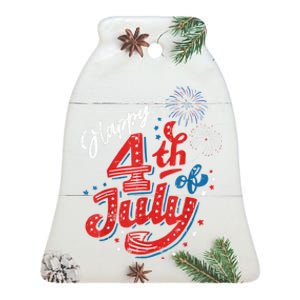 Happy 4th Of July Cool Independence Day Patriotic American Ceramic Bell Ornament