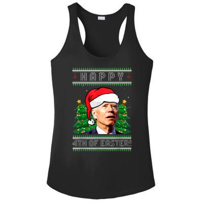 Happy 4th Of Easter Funny Joe Biden Political Ugly Christmas Ladies PosiCharge Competitor Racerback Tank