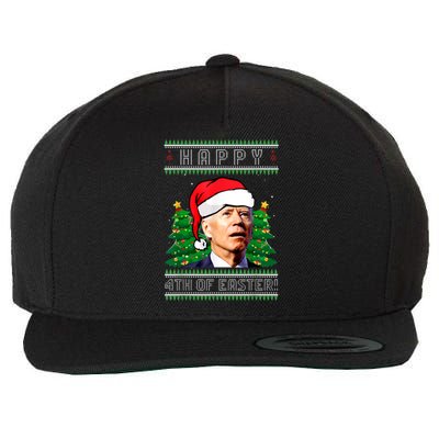 Happy 4th Of Easter Funny Joe Biden Political Ugly Christmas Wool Snapback Cap