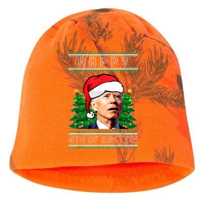 Happy 4th Of Easter Funny Joe Biden Political Ugly Christmas Kati - Camo Knit Beanie