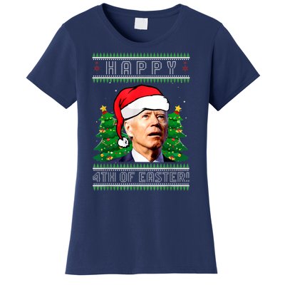 Happy 4th Of Easter Funny Joe Biden Political Ugly Christmas Women's T-Shirt