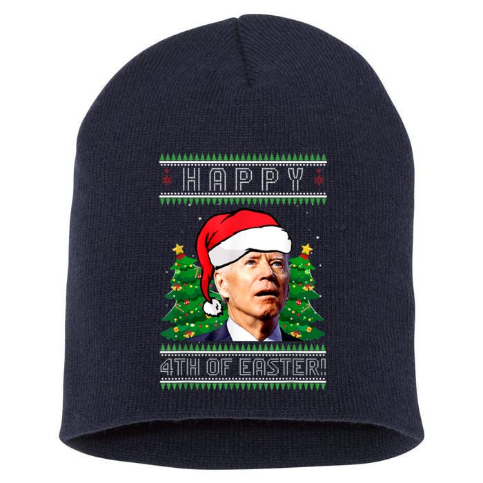 Happy 4th Of Easter Funny Joe Biden Political Ugly Christmas Short Acrylic Beanie