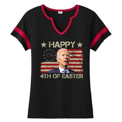 Happy 4th Of Easter Funny Usa Anti Biden Ladies Halftime Notch Neck Tee