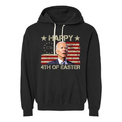 Happy 4th Of Easter Funny Usa Anti Biden Garment-Dyed Fleece Hoodie