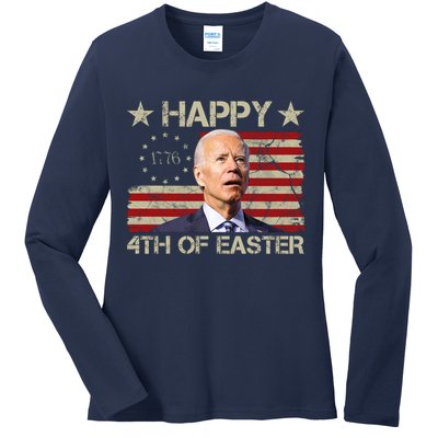 Happy 4th Of Easter Funny Usa Anti Biden Ladies Long Sleeve Shirt