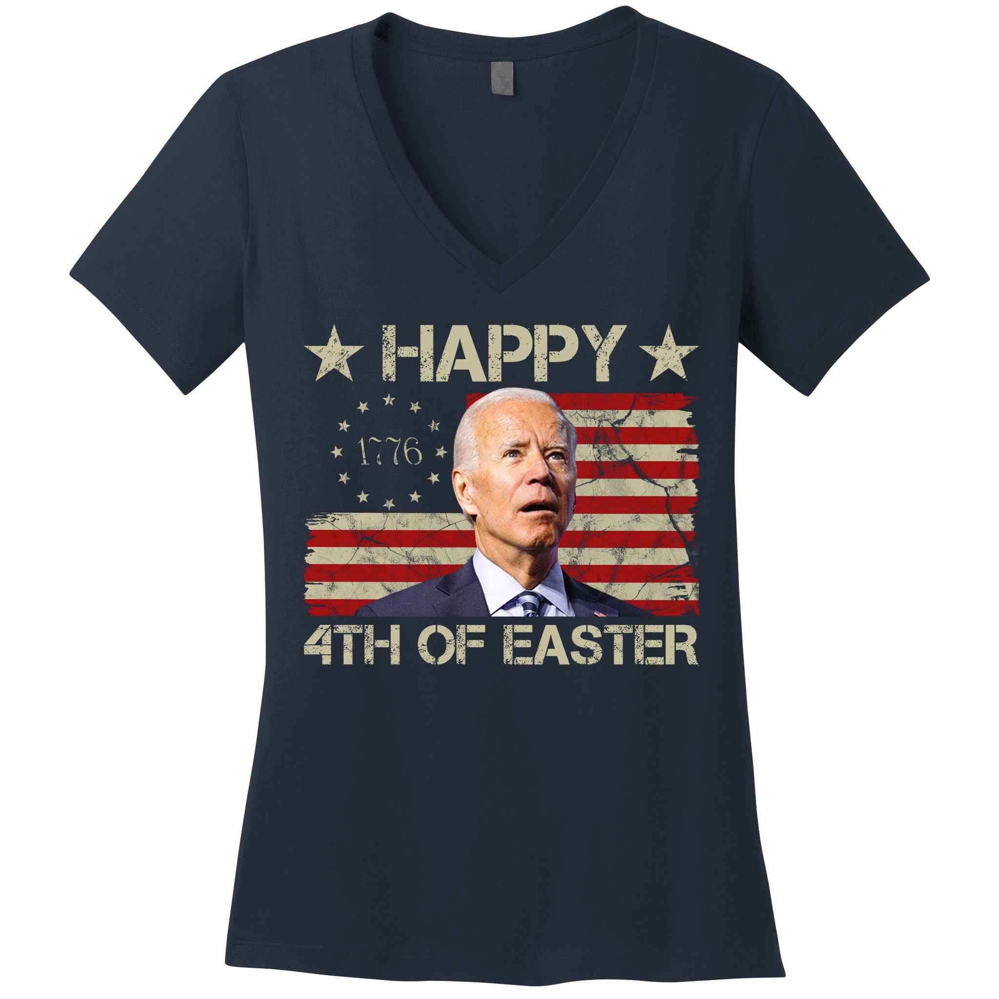 Happy 4th Of Easter Funny Usa Anti Biden Women's V-Neck T-Shirt
