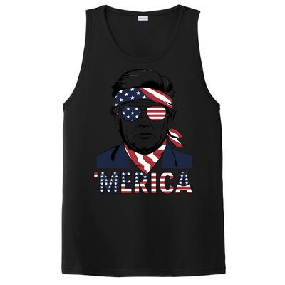 Happy 4th Of July Trump American Flag Fun Merica Trump Gift PosiCharge Competitor Tank