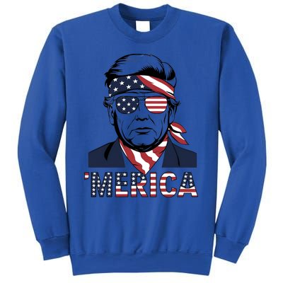 Happy 4th Of July Trump American Flag Fun Merica Trump Gift Sweatshirt