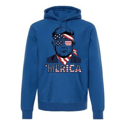 Happy 4th Of July Trump American Flag Fun Merica Trump Gift Premium Hoodie