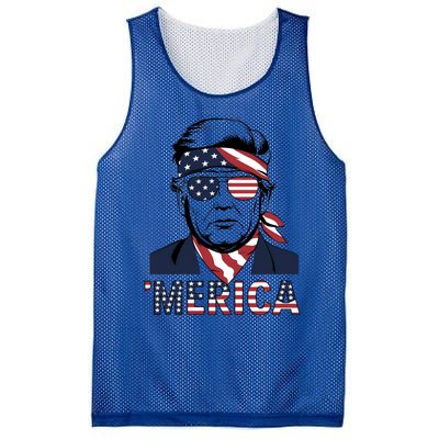 Happy 4th Of July Trump American Flag Fun Merica Trump Gift Mesh Reversible Basketball Jersey Tank