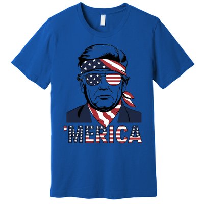 Happy 4th Of July Trump American Flag Fun Merica Trump Gift Premium T-Shirt