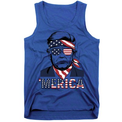 Happy 4th Of July Trump American Flag Fun Merica Trump Gift Tank Top