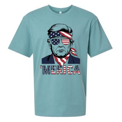 Happy 4th Of July Trump American Flag Fun Merica Trump Gift Sueded Cloud Jersey T-Shirt