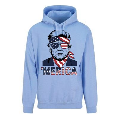 Happy 4th Of July Trump American Flag Fun Merica Trump Gift Unisex Surf Hoodie