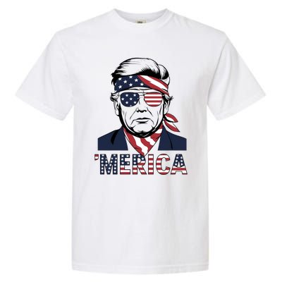 Happy 4th Of July Trump American Flag Fun Merica Trump Gift Garment-Dyed Heavyweight T-Shirt