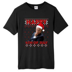 Happy 4th Of July Santa Hat Joe Biden Ugly Christmas Gift Tall Fusion ChromaSoft Performance T-Shirt