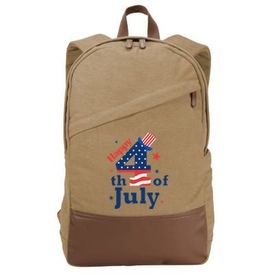 Happy 4th Of July Patriotic American Us Flag Cotton Canvas Backpack